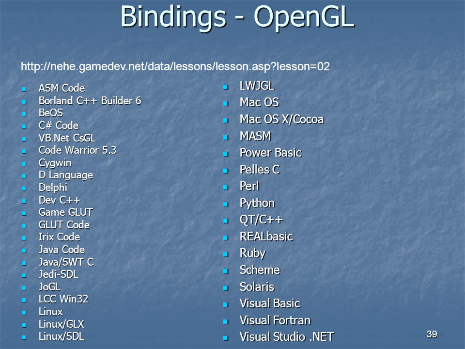 Bindings - OpenGL   lesson=02. LWJGL. Mac OS. Mac OS X/Cocoa.