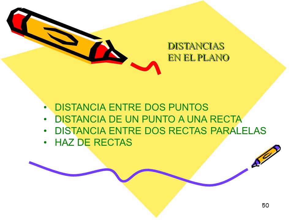 DISTANCIAS EN EL PLANO DISTANCIA ENTRE DOS PUNTOS. DISTANCIA DE UN PUNTO A UNA RECTA. DISTANCIA ENTRE DOS RECTAS PARALELAS.