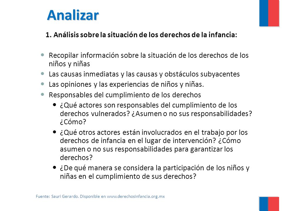 Analizar 1. Análisis sobre la situación de los derechos de la infancia: