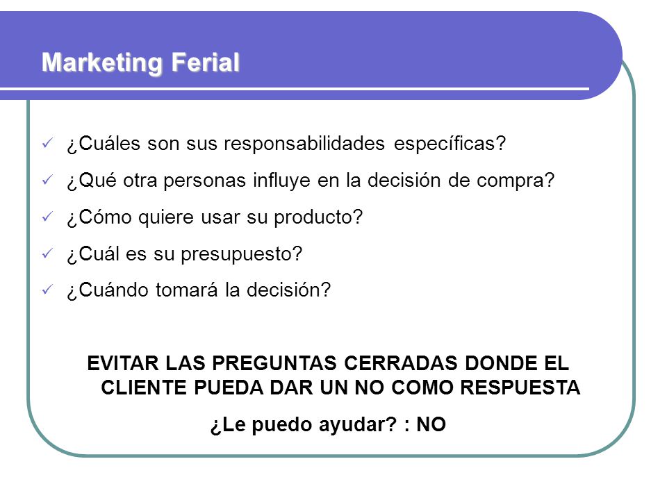 Marketing Ferial ¿Cuáles son sus responsabilidades específicas