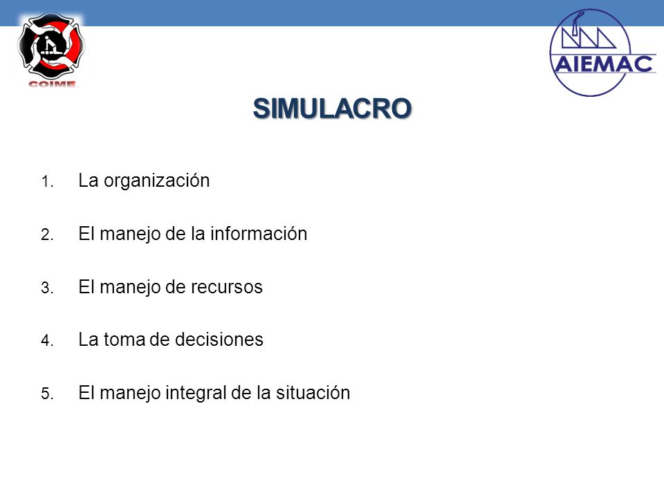 SIMULACRO La organización El manejo de la información