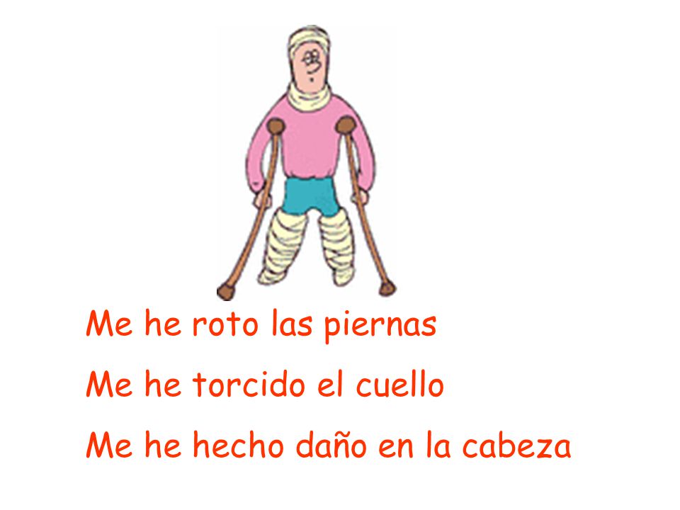 Me he roto las piernas Me he torcido el cuello Me he hecho daño en la cabeza