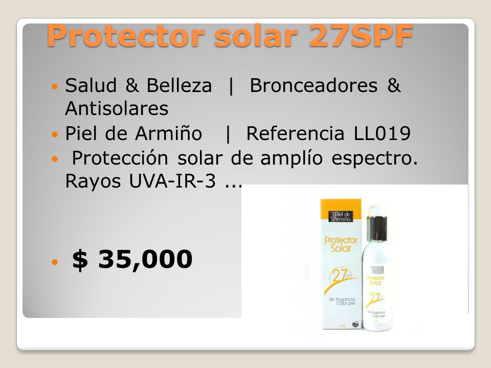 Protector solar 27SPF Salud & Belleza | Bronceadores & Antisolares