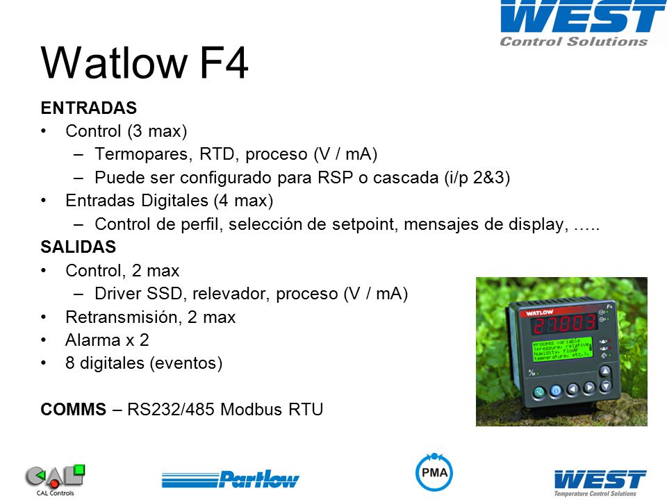 Watlow F4 ENTRADAS Control (3 max) Termopares, RTD, proceso (V / mA)