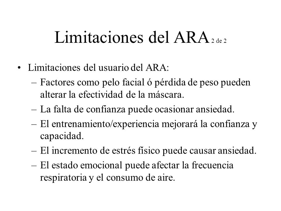 Limitaciones del ARA 2 de 2