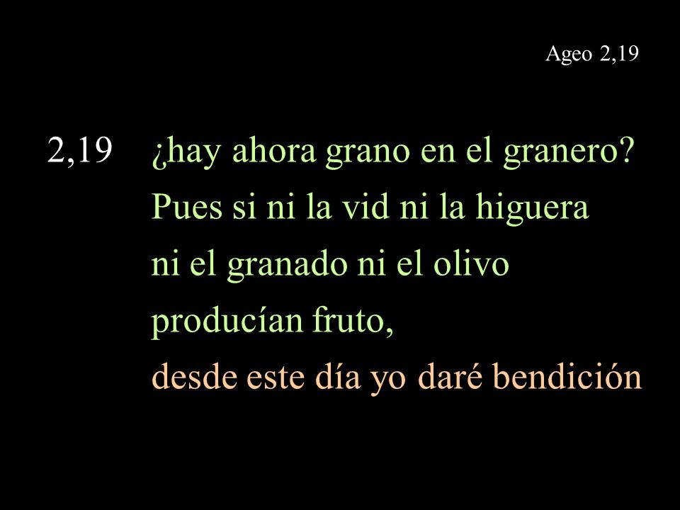 2,19 ¿hay ahora grano en el granero Pues si ni la vid ni la higuera