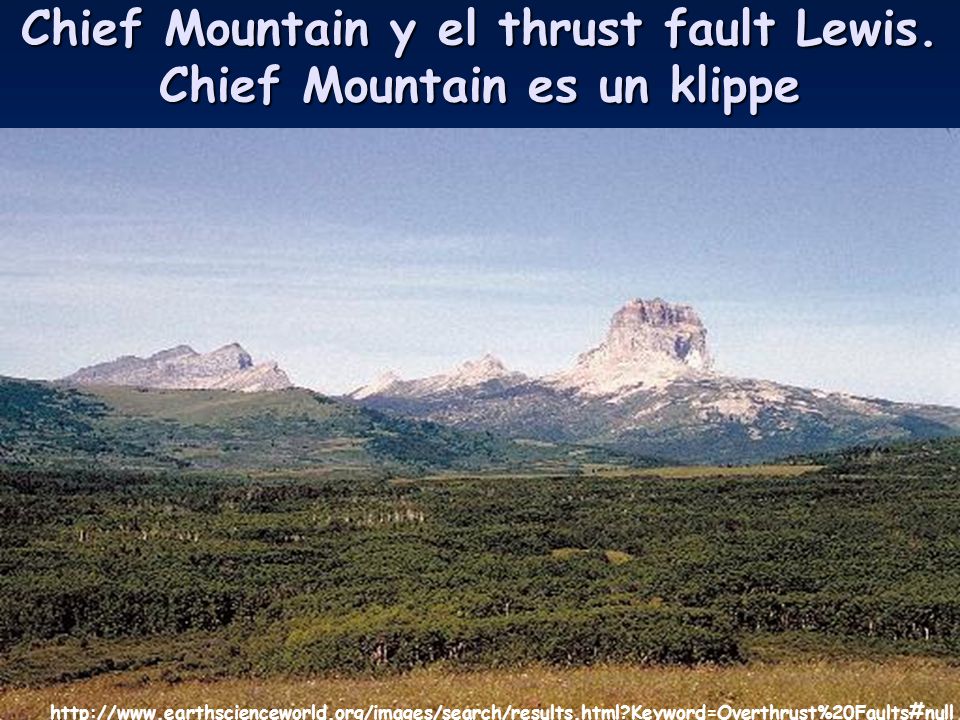 Chief Mountain y el thrust fault Lewis. Chief Mountain es un klippe