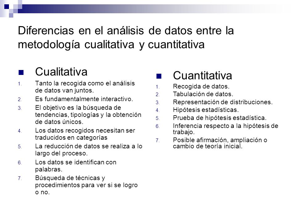 Diferencias en el análisis de datos entre la metodología cualitativa y cuantitativa