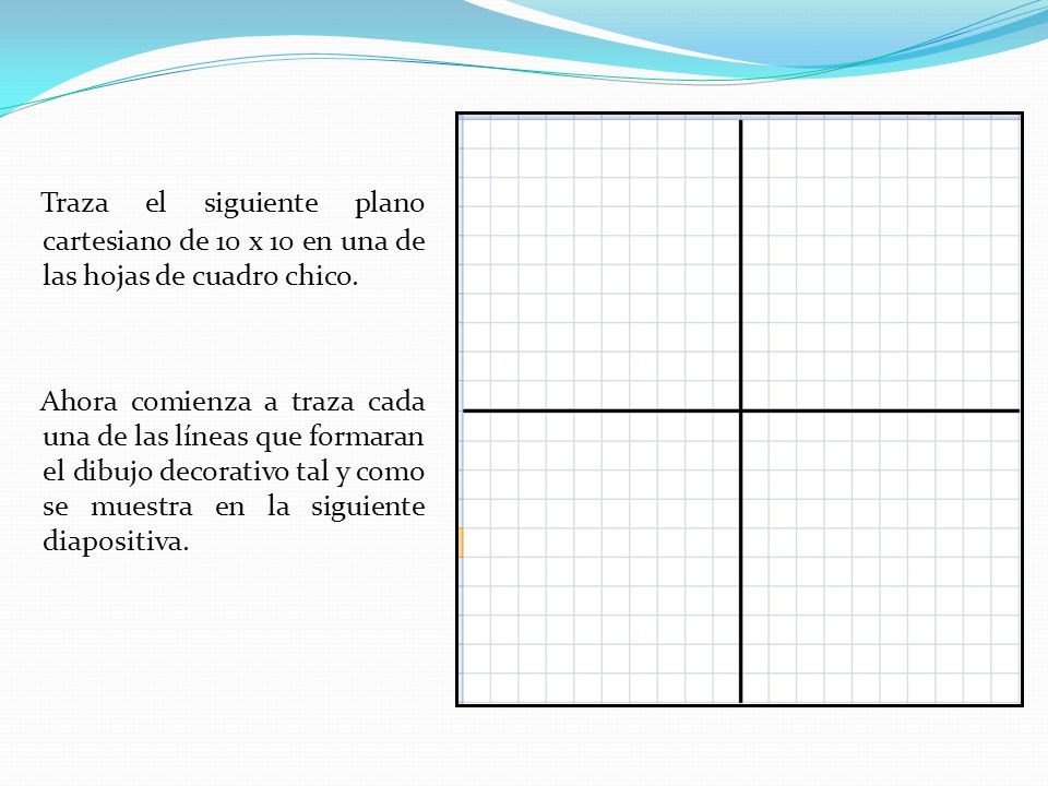 Traza el siguiente plano cartesiano de 10 x 10 en una de las hojas de cuadro chico.