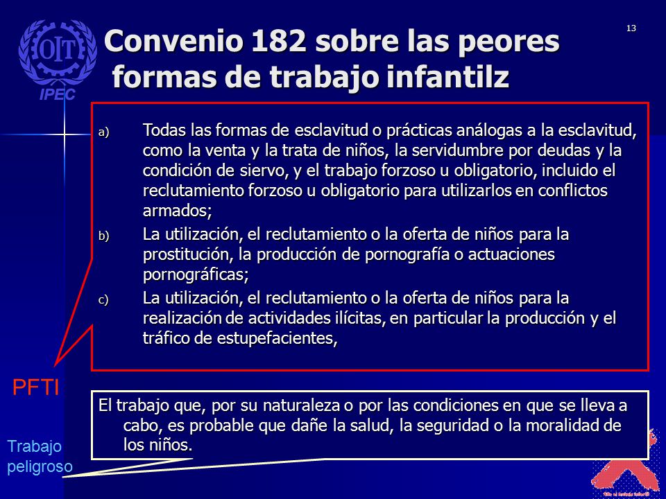 Convenio 182 sobre las peores formas de trabajo infantilz