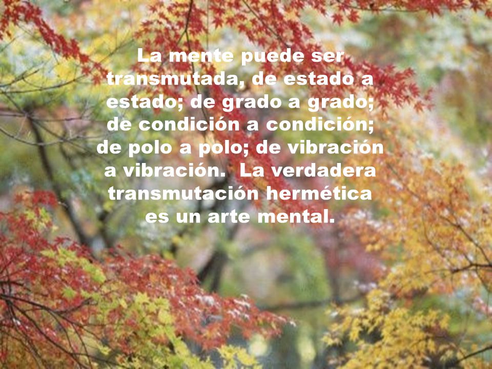 La mente puede ser transmutada, de estado a estado; de grado a grado; de condición a condición; de polo a polo; de vibración a vibración.