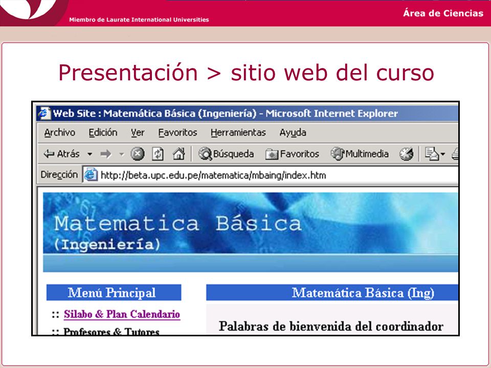 Presentación > sitio web del curso