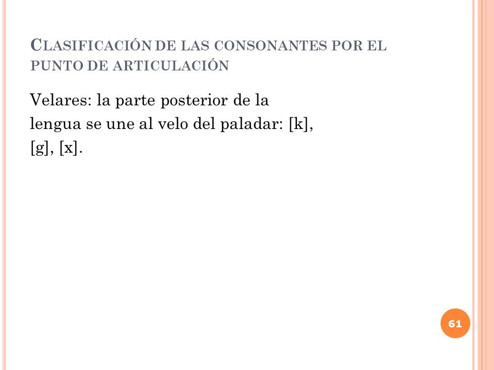 Clasificación de las consonantes por el punto de articulación