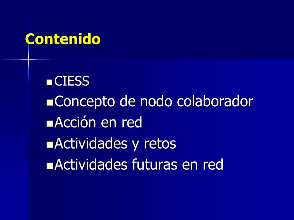 Concepto de nodo colaborador Acción en red Actividades y retos