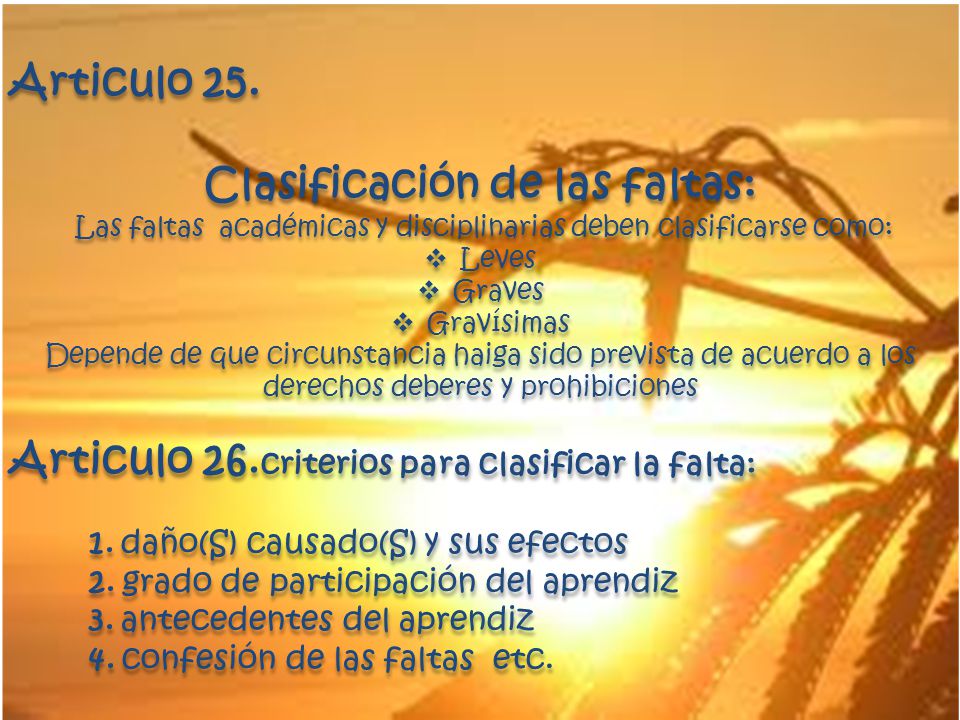 Clasificación de las faltas: