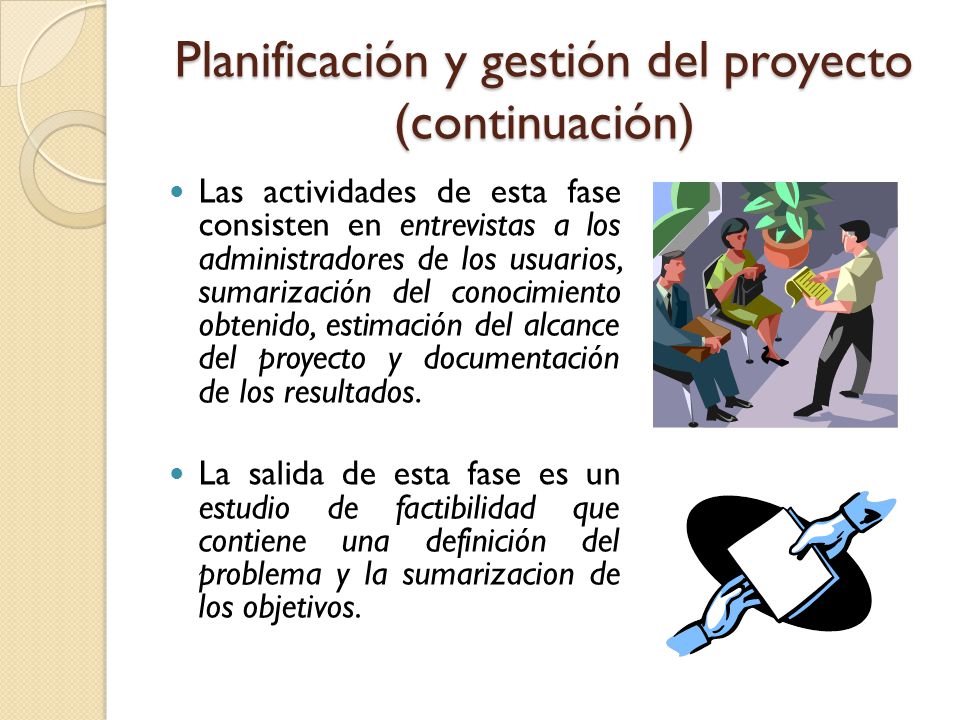 Planificación y gestión del proyecto (continuación)