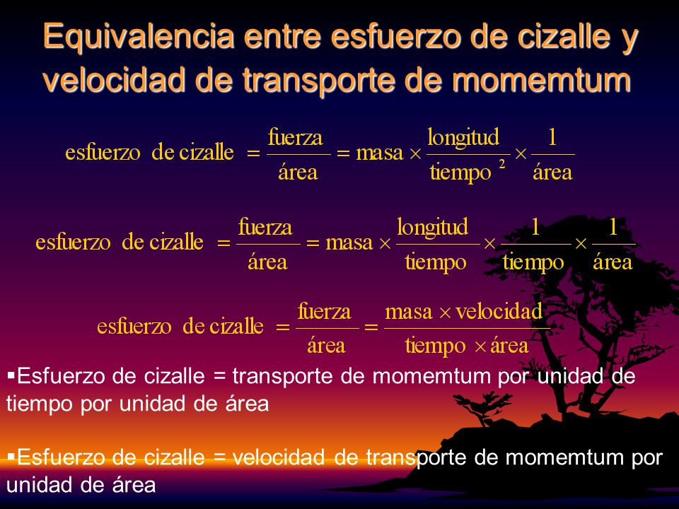 Equivalencia entre esfuerzo de cizalle y velocidad de transporte de momemtum