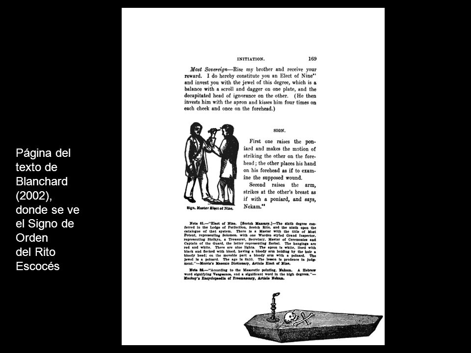 Página del texto de Blanchard (2002), donde se ve el Signo de Orden del Rito Escocés