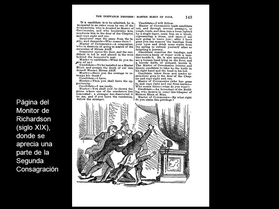 Página del Monitor de Richardson (siglo XIX), donde se aprecia una parte de la Segunda Consagración