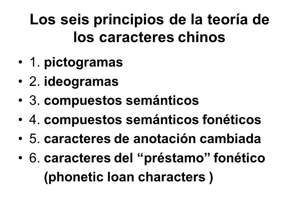 Los seis principios de la teoría de los caracteres chinos
