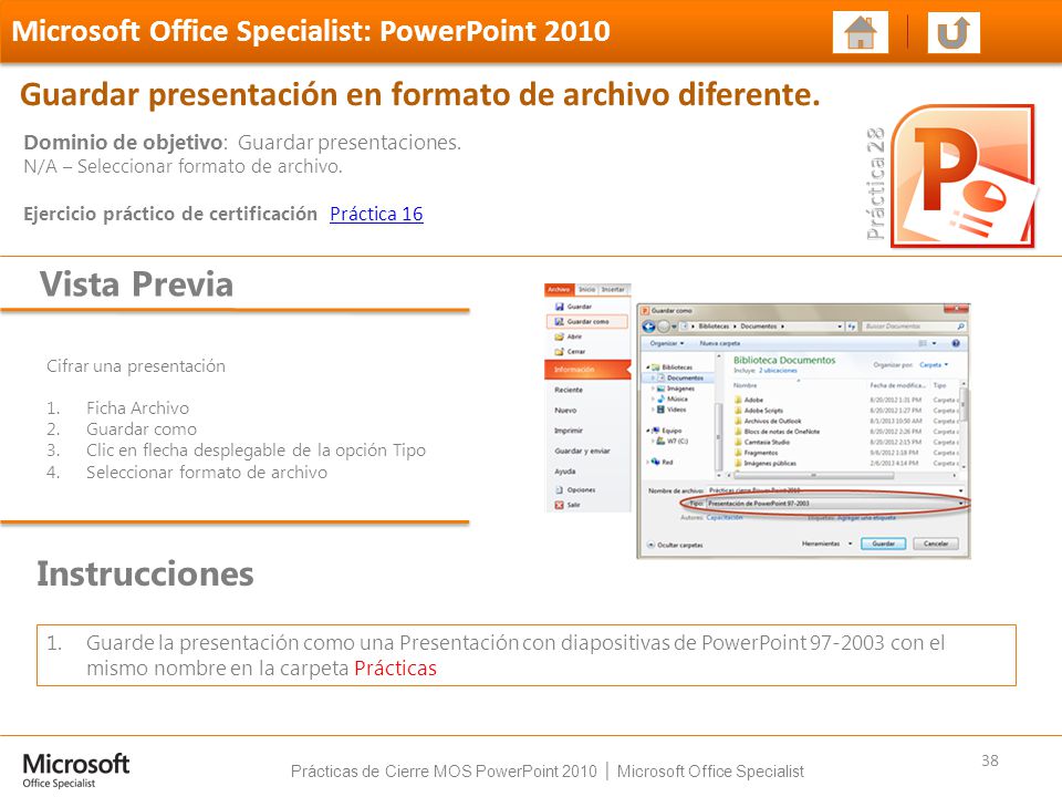 Prácticas de Cierre MOS PowerPoint 2010 │ Microsoft Office Specialist