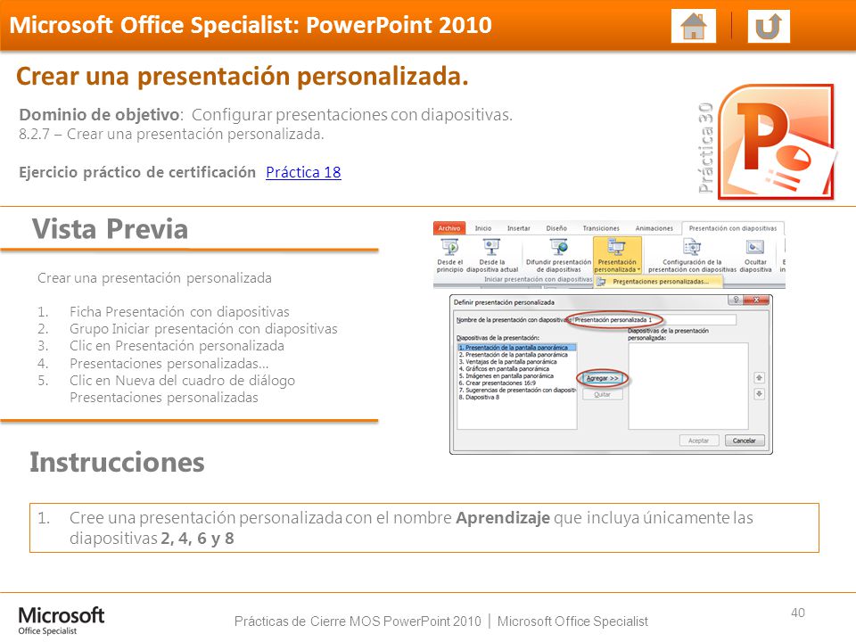 Prácticas de Cierre MOS PowerPoint 2010 │ Microsoft Office Specialist