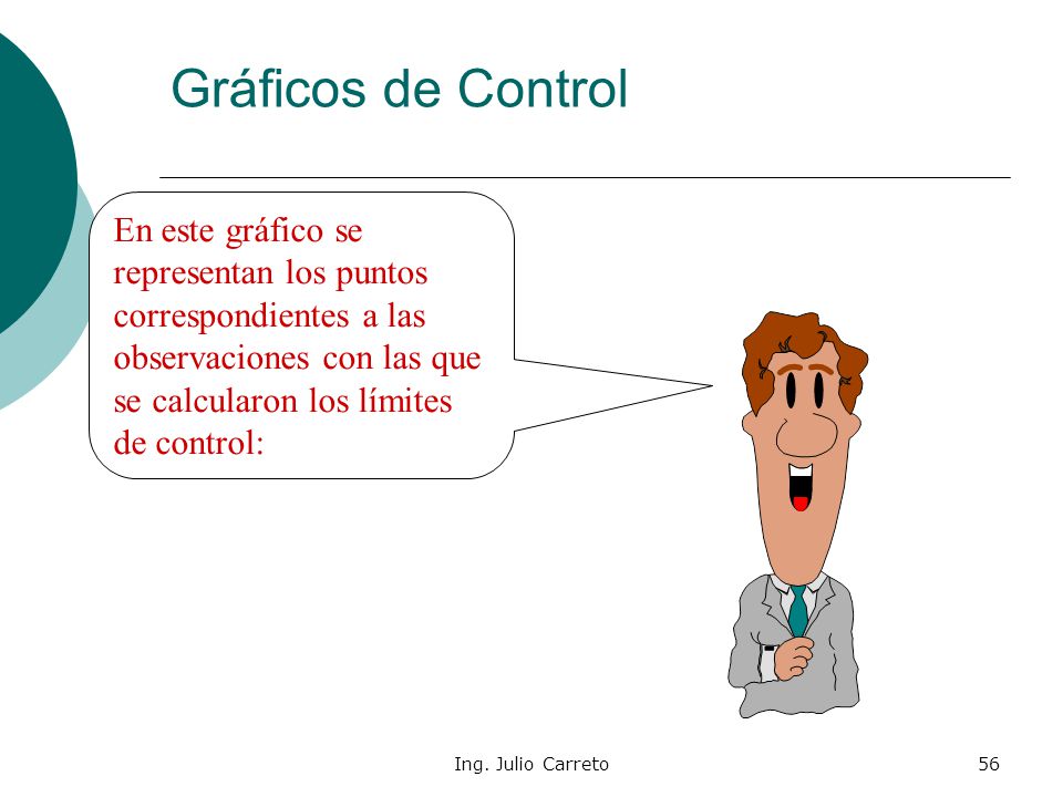 Gráficos de Control En este gráfico se representan los puntos correspondientes a las observaciones con las que se calcularon los límites de control: