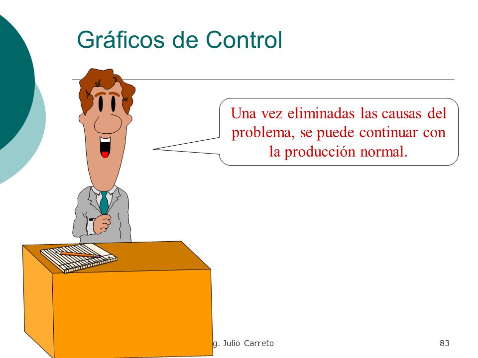 Gráficos de Control Una vez eliminadas las causas del problema, se puede continuar con la producción normal.