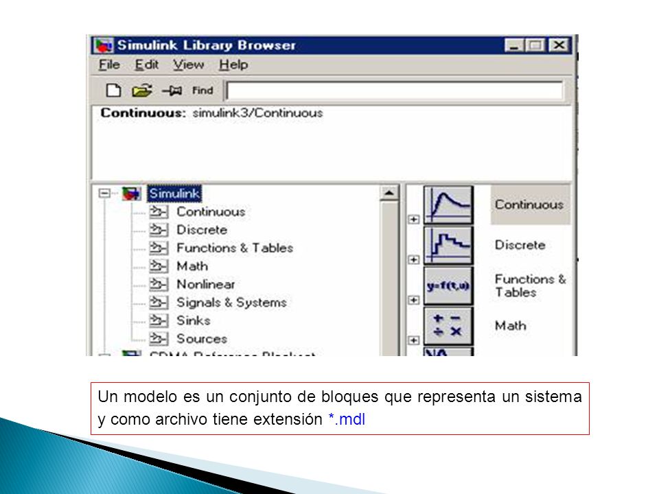 Un modelo es un conjunto de bloques que representa un sistema y como archivo tiene extensión *.mdl