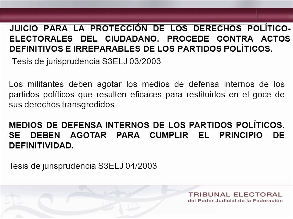 JUICIO PARA LA PROTECCIÓN DE LOS DERECHOS POLÍTICO-ELECTORALES DEL CIUDADANO. PROCEDE CONTRA ACTOS DEFINITIVOS E IRREPARABLES DE LOS PARTIDOS POLÍTICOS.