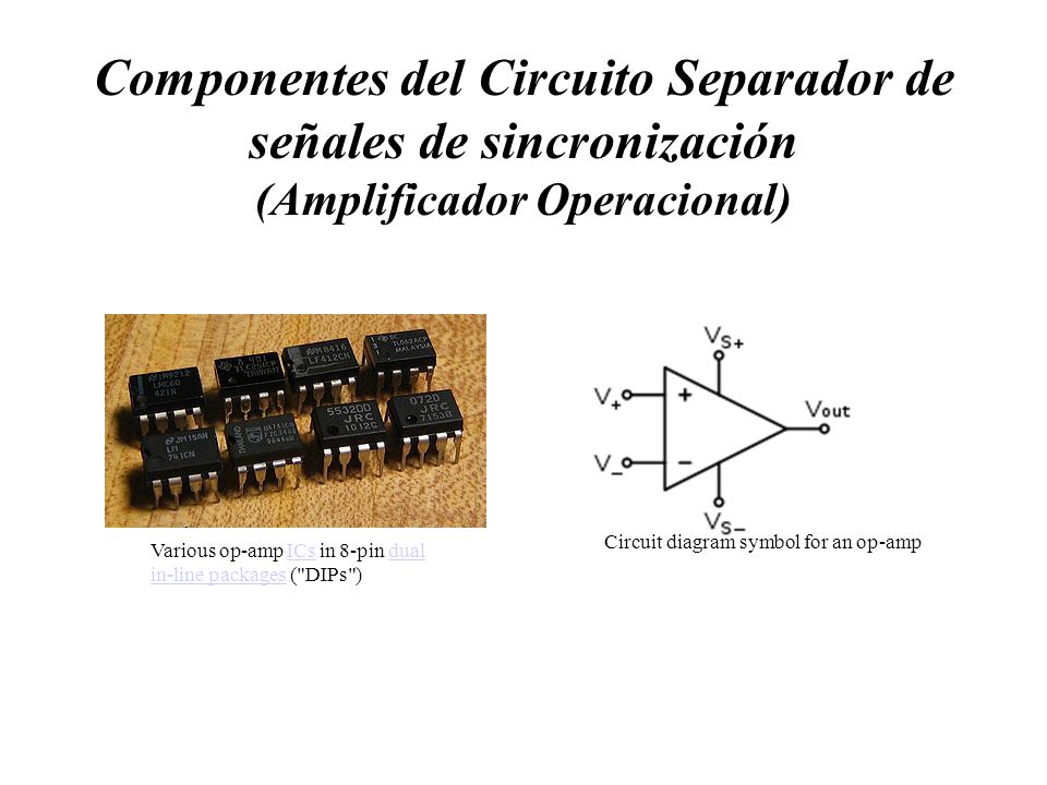 Componentes del Circuito Separador de señales de sincronización (Amplificador Operacional)