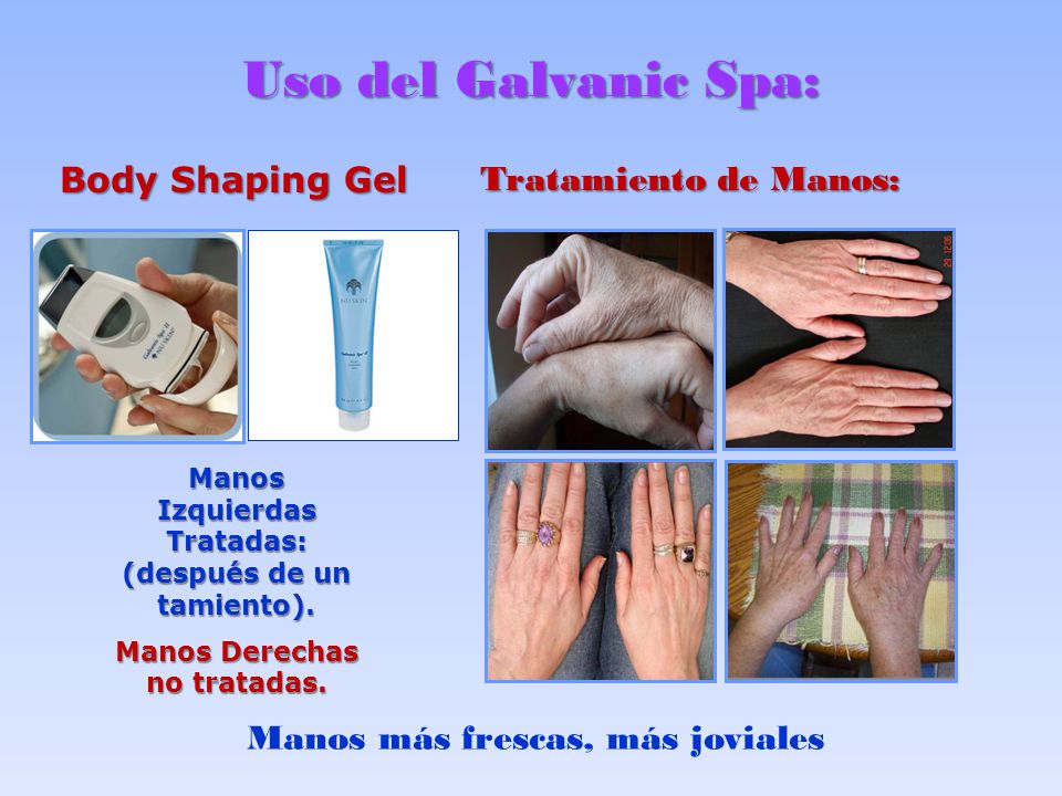 Uso del Galvanic Spa: Body Shaping Gel Tratamiento de Manos:
