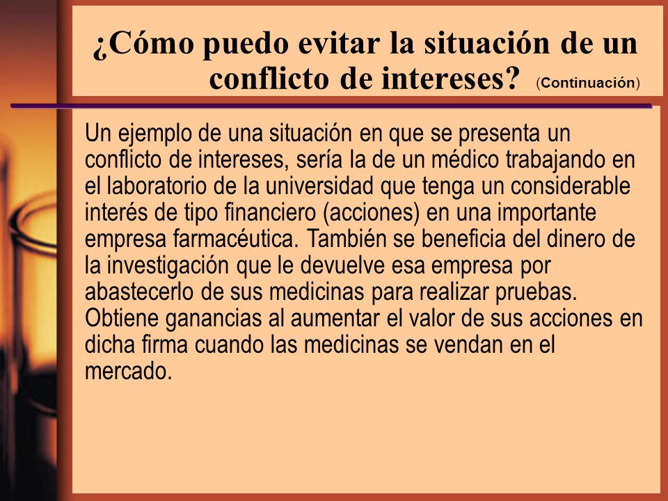 ¿Cómo puedo evitar la situación de un conflicto de intereses