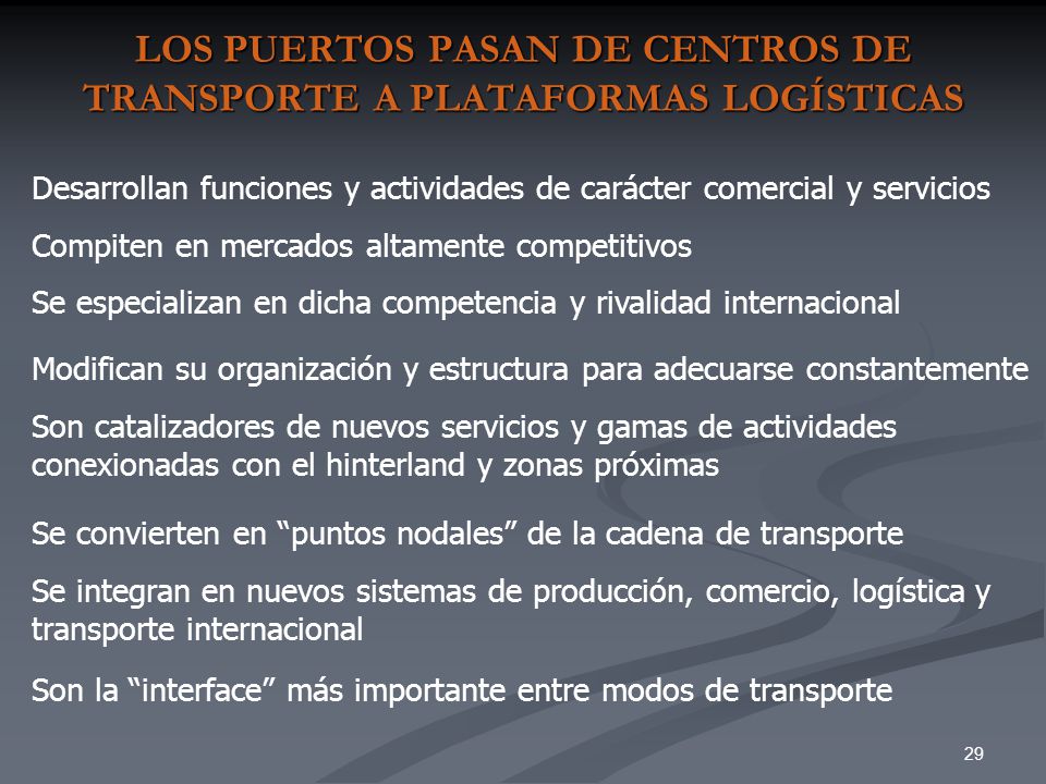 LOS PUERTOS PASAN DE CENTROS DE TRANSPORTE A PLATAFORMAS LOGÍSTICAS