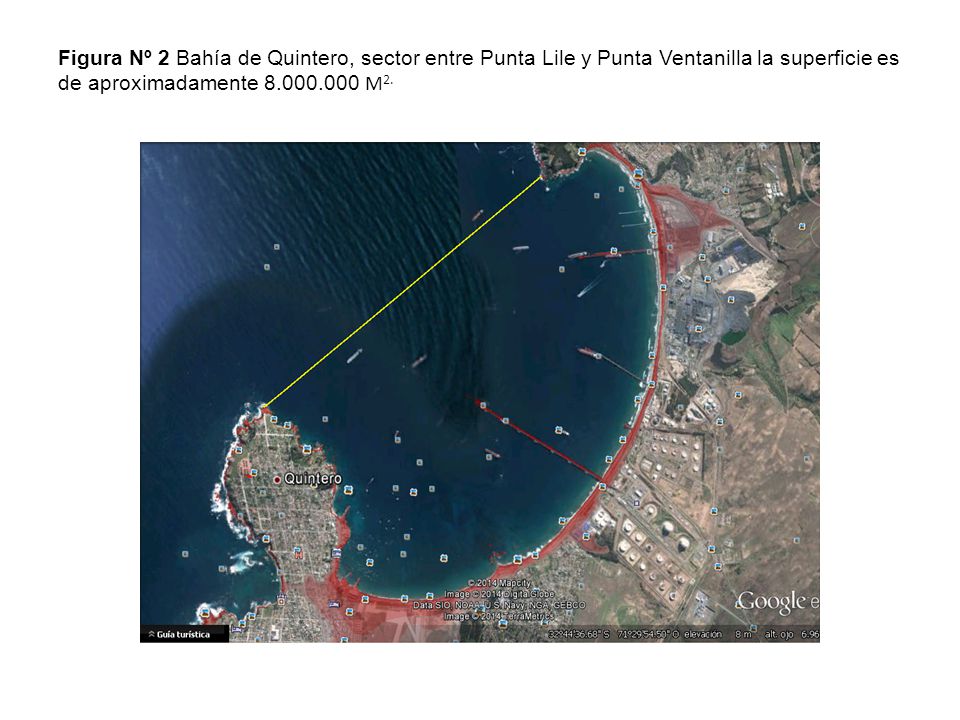 Figura Nº 2 Bahía de Quintero, sector entre Punta Lile y Punta Ventanilla la superficie es de aproximadamente M2.