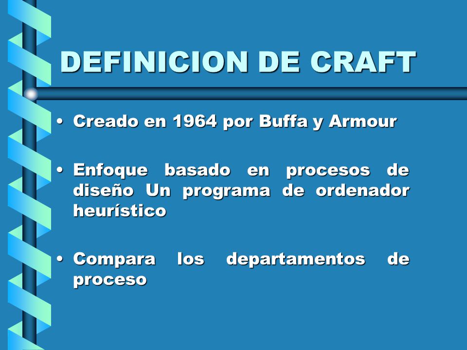 DEFINICION DE CRAFT Creado en 1964 por Buffa y Armour
