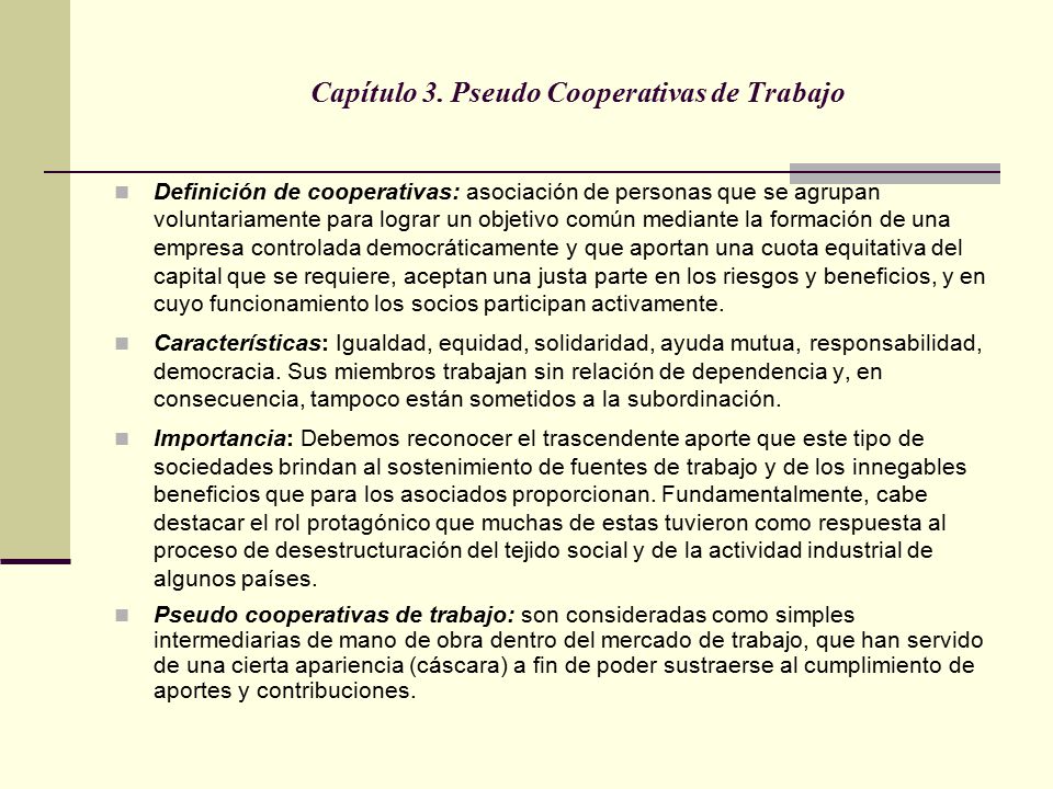 Capítulo 3. Pseudo Cooperativas de Trabajo