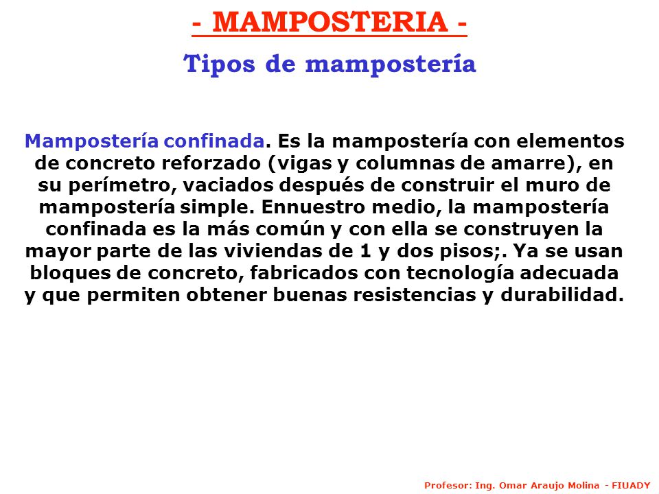 - MAMPOSTERIA - Tipos de mampostería