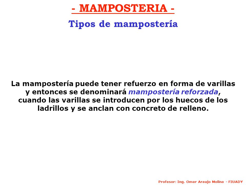 - MAMPOSTERIA - Tipos de mampostería