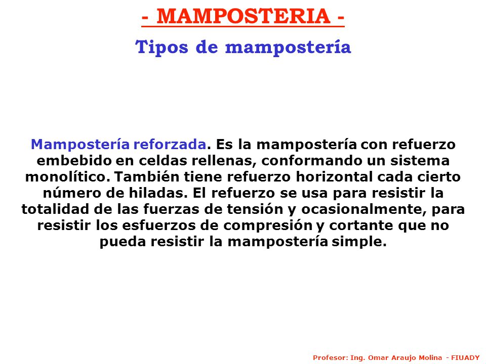 - MAMPOSTERIA - Tipos de mampostería
