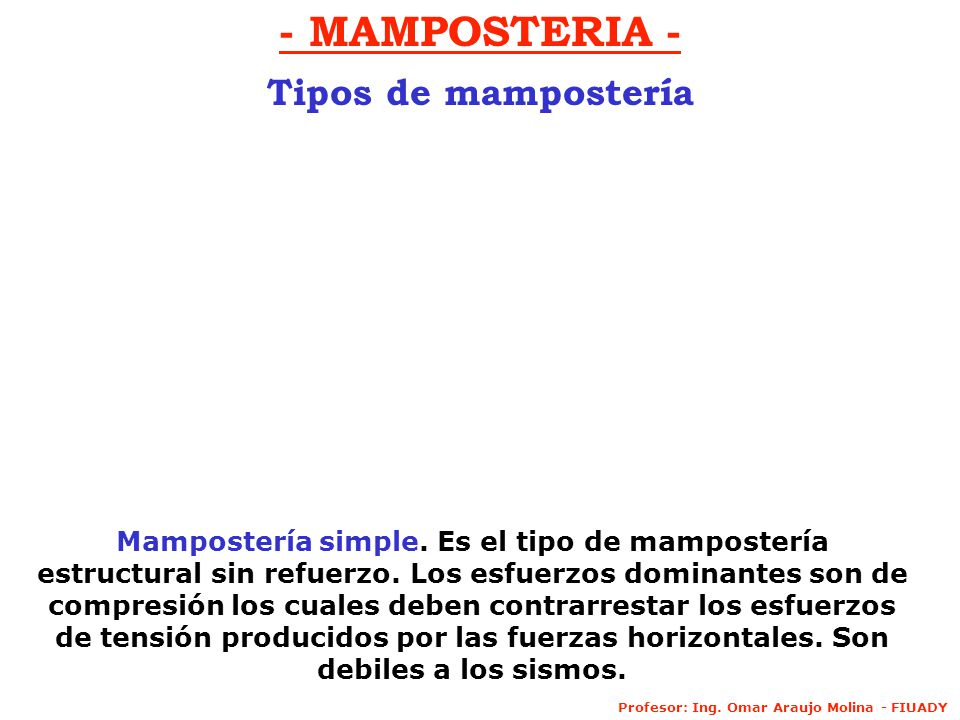 - MAMPOSTERIA - Tipos de mampostería