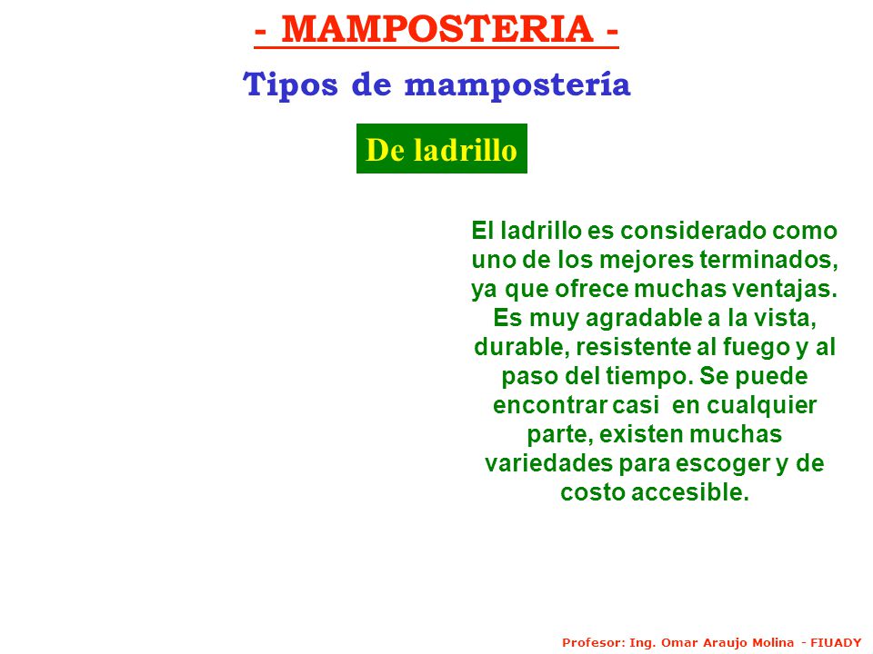 - MAMPOSTERIA - Tipos de mampostería De ladrillo
