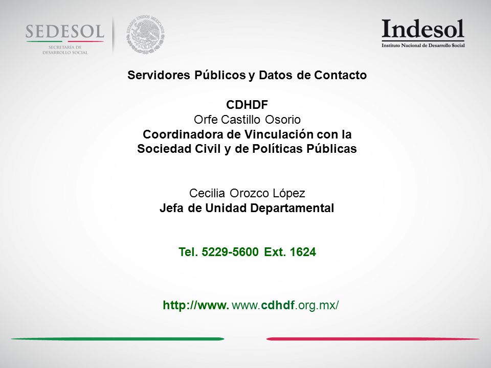 Servidores Públicos y Datos de Contacto CDHDF Orfe Castillo Osorio