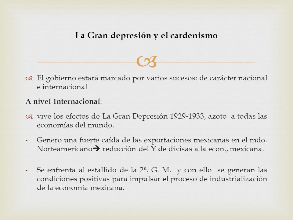 La Gran depresión y el cardenismo