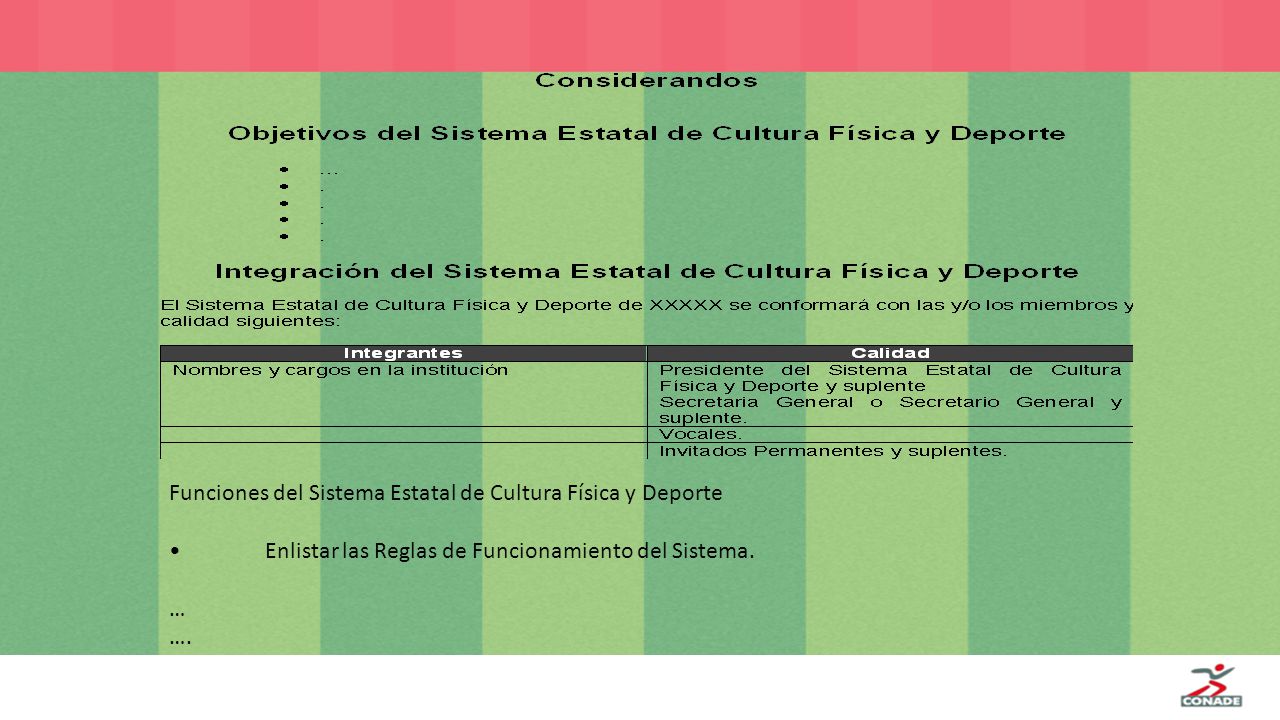 Funciones del Sistema Estatal de Cultura Física y Deporte