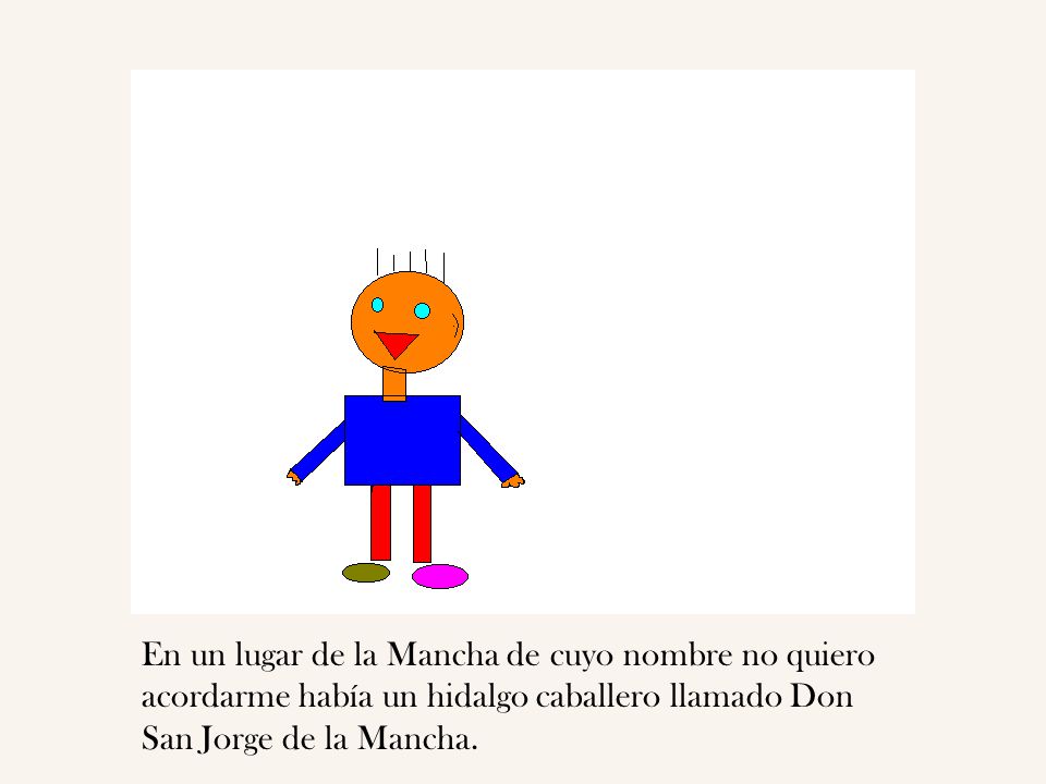 En un lugar de la Mancha de cuyo nombre no quiero acordarme había un hidalgo caballero llamado Don San Jorge de la Mancha.