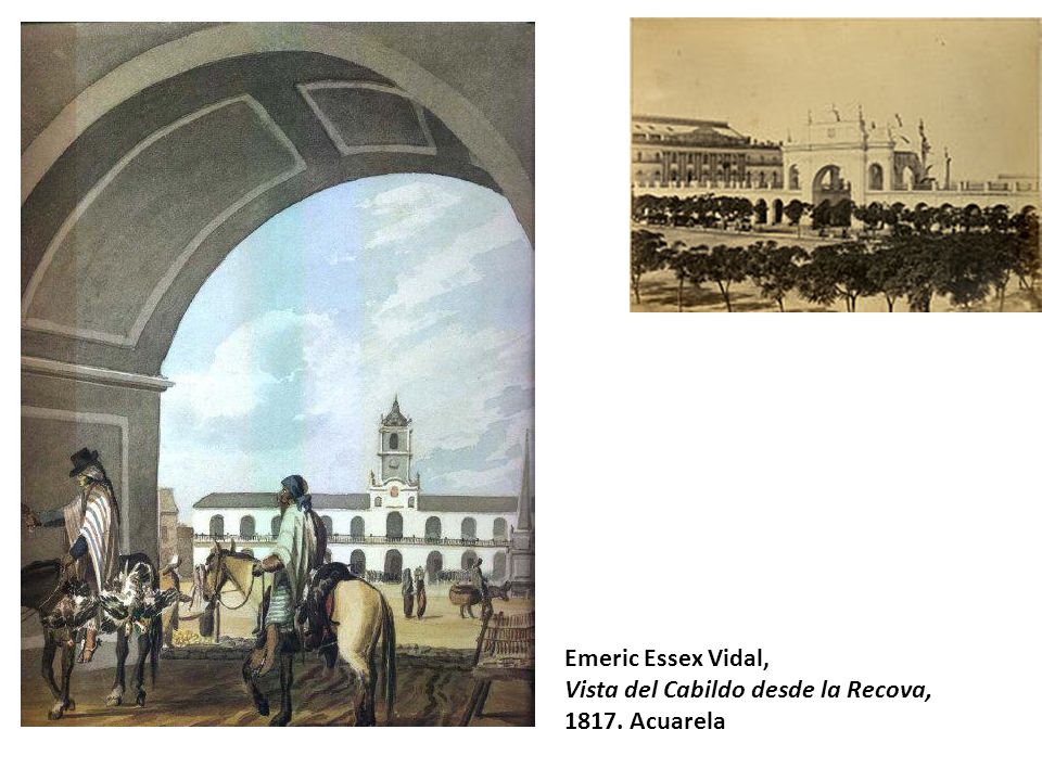 Emeric Essex Vidal, Vista del Cabildo desde la Recova, Acuarela