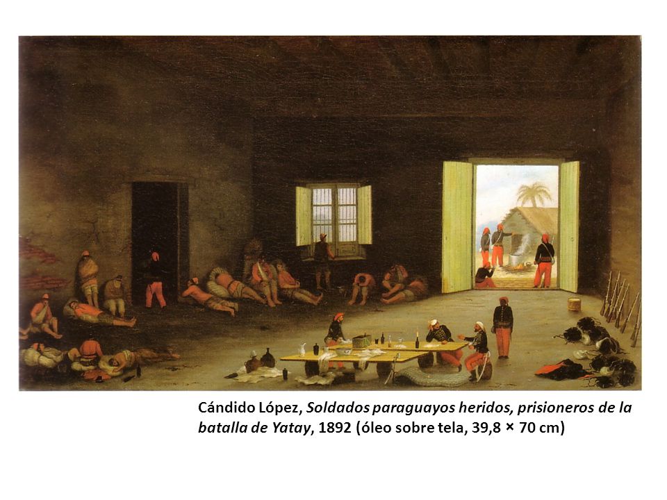 Cándido López, Soldados paraguayos heridos, prisioneros de la batalla de Yatay, 1892 (óleo sobre tela, 39,8 × 70 cm)