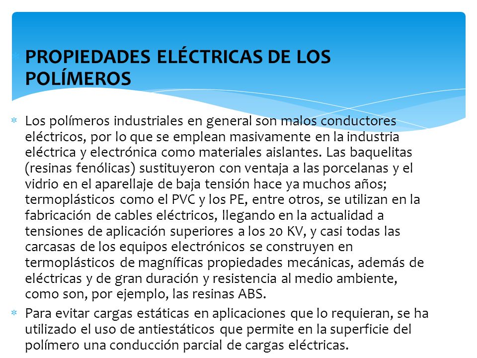 PROPIEDADES ELÉCTRICAS DE LOS POLÍMEROS