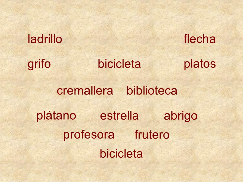 ladrillo flecha. grifo. bicicleta. platos. cremallera. biblioteca. plátano. estrella. abrigo.